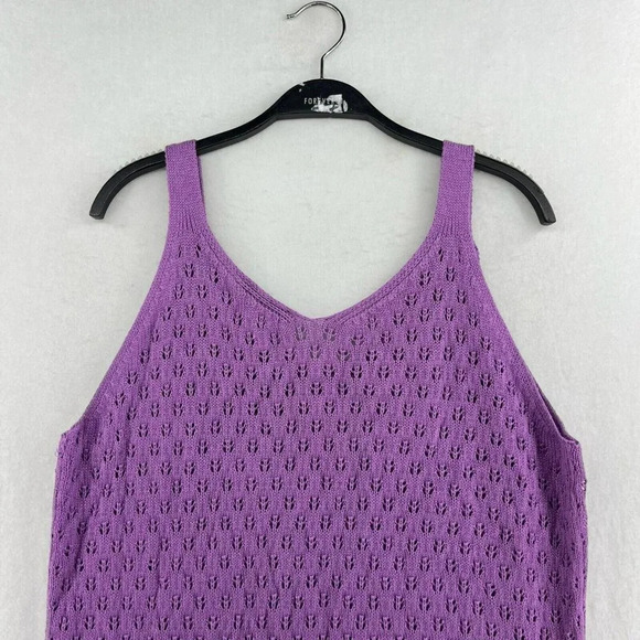 Lily Morgan Tank Sweater Womens Sz Large Purple Open Knit Spagheti Strap Stretch - Picture 3 of 10